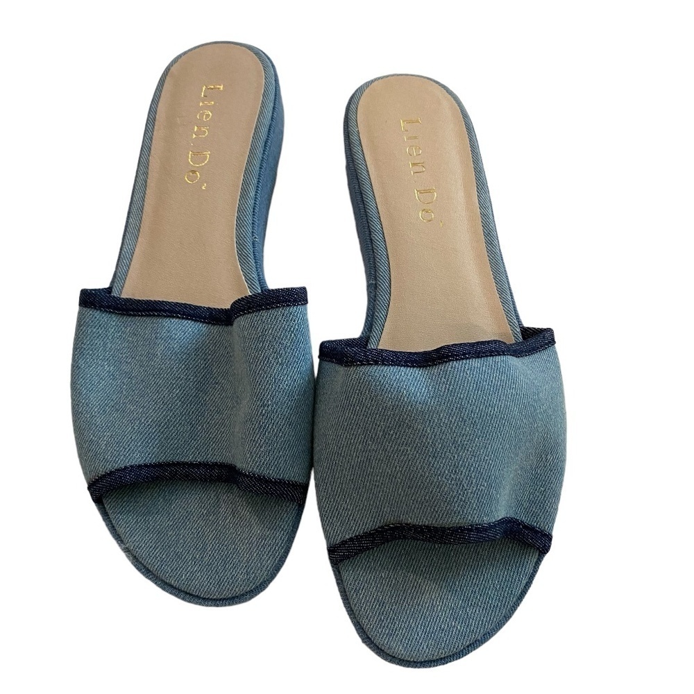 Anthropologie Lien Do Slip On Denim Sandal. Blue. Sz 8